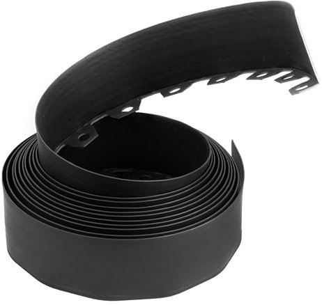 Lawn Garden Edging Border 32ft | 10m with Heavy-Duty Ground Stakes 10CM High Flexible Flower Bed Edge and Reinforced Plastic Pegs, Professional Landscape Dividers, Weather Resistant (Black)