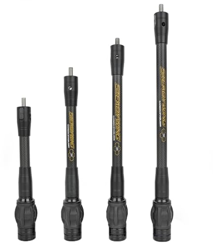 SHARROW Stabilisateur d'arc en Carbone pour Arc à Poulies, Noyau Flexible avec Système d'amortissement et Kit de Poids, Barre d'équilibre 6 8 10 12 Tige Absorbeur de Chocs (6 Pouces)