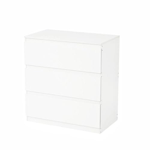 Xisilla Cassettiera bianca senza maniglie in stile semplice, adatta per soggiorno, camera da letto, studio