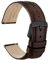 WOCCI 22mm Uhrenarmband für Herren und Damen, Echtes Leder - Top Genarbtes Leder, Schnellverschluss, Schwarze Schnalle (Dunkelbraun)