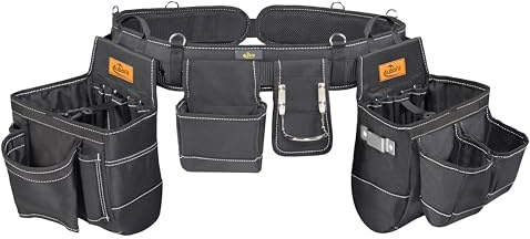 Aupofit 6 PCS Tool Belt for Men, 31 Pockets and Loops, 600D Denier Fabric Carpenter Electrician Framing Tool Belt, Durable Premium Tool Rig, 36-49In, Black,