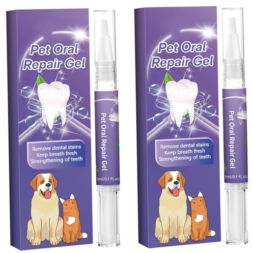2 st munreparations gel, 20 g munreparationsgel för husdjur för hundar katter mynta andedräkt fräschare tandpenna avlägsnande tandsten tandkräm för hund, katt tandkräm tandborste katt