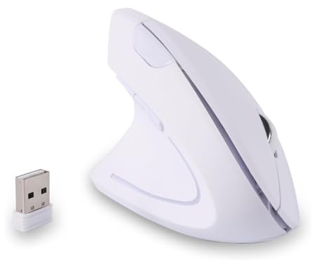 Left Handed Mouse, Ergonomic 2.4GHz Vertical Optical Wireless Mouse with USB Receiver DPI (800/1200/1600) for PC Computer Laptop Macbooks,Cordless Mice Specially for Lefty Left-handers(White)