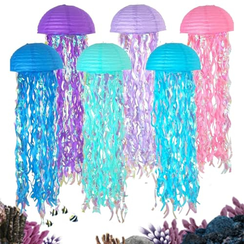 YNPQTDS Lanterna decorativa a forma di pesce gelatina, lanterne di carta a tema marino, ghirlande di compleanno riutilizzabili per l'inaugurazione della casa, shower, sala da pranzo
