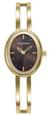 Viceroy Reloj Mujer Analógico de Acero Ligero - 24 mm - Movimiento de Cuarzo - Esfera Marrón - Acabado Dorado - Resistente al Agua 3 ATM - Brazalete Fino - Colección Air – 401304-47