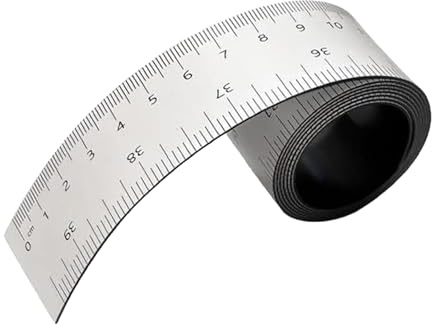 Flexibel magnetisk linjal - 100 cm linjal med tum och centimeter | magnetiskt måttband, vit svarvar verkstäder fräsmaskiner bordssåg hantverksbord arbetsbänk