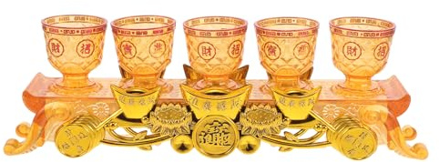 Alipis Ensemble de 1 coupe à offrande d'eau bouddhiste avec son socle - Coupes de temple vintage pour les rituels, le culte, la décoration intérieure et les pratiques bouddhistes