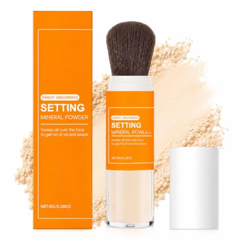 EONFAVE Mineral Sunscreen Setting Powder, Polvo protector solar, maquillaje en polvo suelto, control de aceite de larga duración, protección solar mineral para el cabello y el cuero cabelludo, polvo