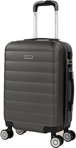 ITACA - Bagaglio A Mano Rigido Leggero Bagaglio A Mano 55X40X20 con 4 Ruote Silenziose Trolley Cabina Viaggio Aereo Ergonomico Durevole. Compatibile Ryanair, Antracite