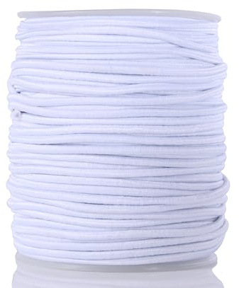 KONMAY Rubber Elastic Cord for Jewelry Making, 1 Roll 40 Meters 2.0mm White Round Stretchy String for Bracelets, Beading and Crafting