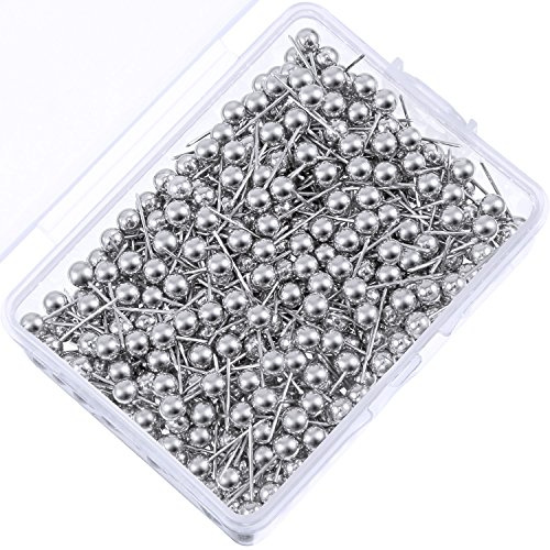 WILLBOND 500 Pack Map Push Pins Map Tacks Small Round Head Push Pins Thumb Tacks for Travel Picture Photo Bulletin Board Wall DIY Craft School Office Home(Silver,1/8 Inch)