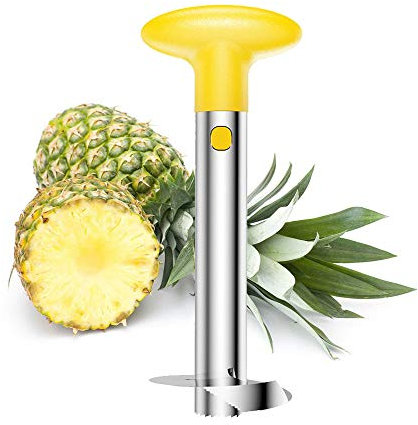 Cortador de piña, Corer y rebanador de piña de Acero Inoxidable, Herramienta para Quitar el núcleo de la Fruta, fácil de Limpiar (Yellow)