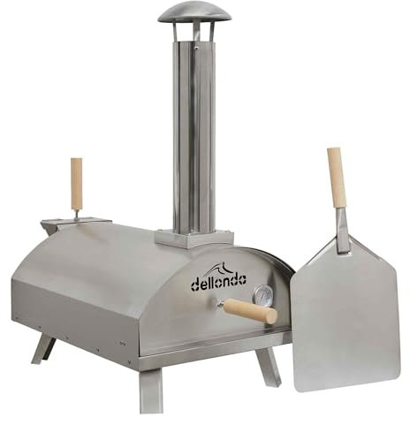 Dellonda Portable Wood-Fired 14 Pizza Oven and Smoking Oven, Stainless Steel - DG11
