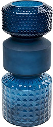 Kare Design Vase Marvelous Duo, Blau, Handgefertigt, Hohe Blumenvase für Pampasgras, Glasvase mit Strukturmix, Deko für Wohnzimmer, Esstisch, Regal, Flur, Unikat, Glas, 42cm (H)
