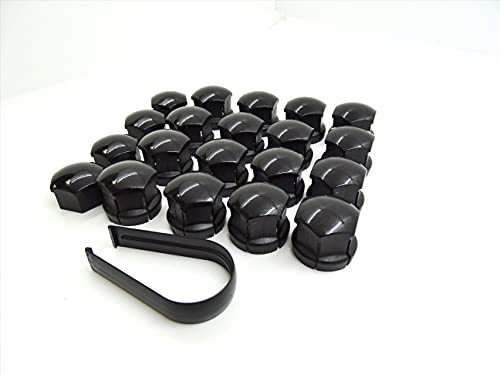 Partsdealers hjulmutterskydd för Volvo S60 S80 S90 V50 V60 V70 V90 XC40 XC60 XC70 X90 BOLT CAPS + låsskydd 19 mm set (GLOSSY SVART 16+4+verktyg)