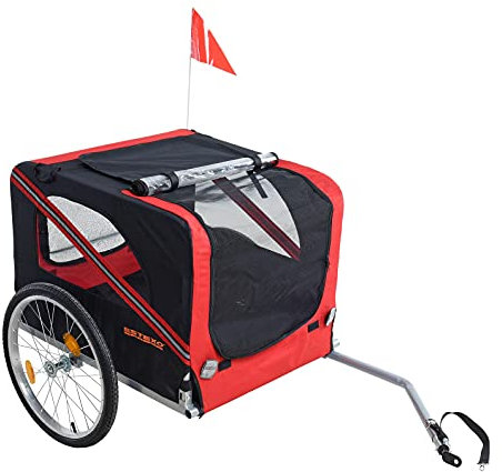 ESTEXO Fahrradanhänger Haustieranhänger Anhänger für Hunde Katzen Haustiere Hundetransporter Transport (Rot)