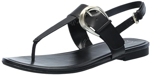 Naturalizer Womens Taylor T-Strap Slingback Flat Sandal Black Leather 9 M