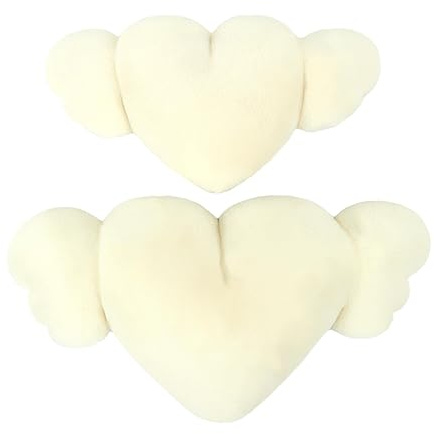 Cuscino per auto per sedile di guida Cuore,Cuscino con ali d'angelo a cuore - 2X Cuscino in peluche a forma di cuore con ali,Poggiatesta per auto accogliente e per la guida, la casa