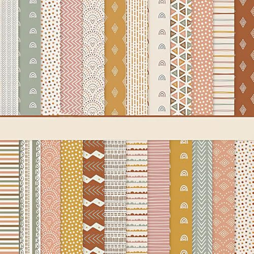 Scrapbook Papier Mit Boho Muster, 24 Blatt Dekorpapier Decoupage Papier Block, Stamperia Doppelseitiges Bastelpapier für DIY Kartenherstellung, Alben, Bullet Journals, 30.5 x 30.5 cm