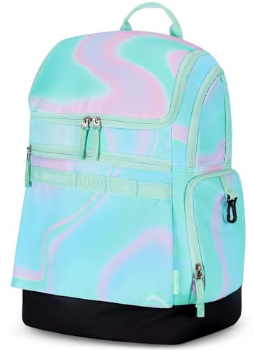 Choco Mocha Swim Bag for Kids Swim Bag for Swimmers, 35L Waterproof Girls Swims Backpack with Wet Dry Compartments, Organized Pool & Beach Bags, Fluids Teal