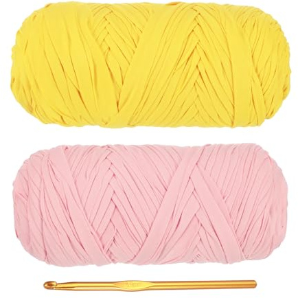PATIKIL 2 x 200g/60 M t-shirt-garn ljusrosa/gult