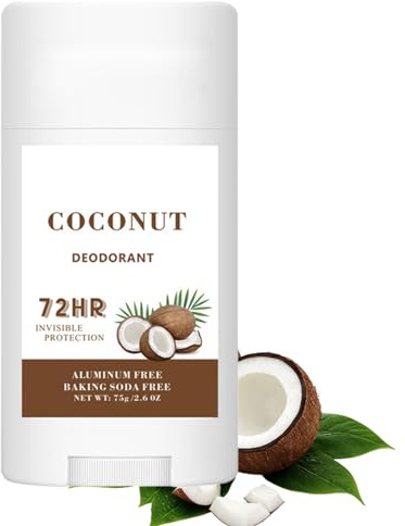 Stick Deodorant for Women and Men, Coconut Scent, Aluminium-Free, 75 g | Baking Soda-Free Formula, 72-Hour Invisible Odour Protection, Twist-Up Application, For Work, Travel And Daily Routines