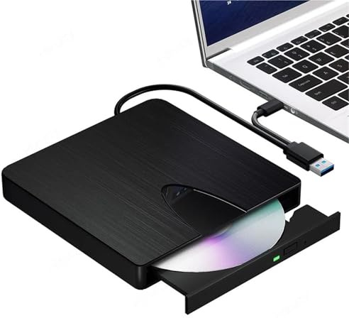 AYJYZHIAG Unidad Externa USB 3.0 Tipo C, Lector de CD y DVD, Unidad óptica for Ordenador portátil, Windows 10 Mac OS