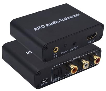 Plyisty Extractor de Audio con Adaptador ARC, Convertidor de Audio Digital a SPDIF/Coaxial de 3,5 Mm L/R de 192 KHz, para Amplificador de Altavoz de Barra de Sonido HDTV