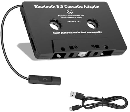 Jaxiyun Adattatore Cassetta Autoradio BT 5.0 per MP3 CD Convertitore Radio, Aux Adaptador Cassetta Adattatore da Auto con Microfono per Chiamate Lettore di Cassette