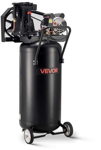 VEVOR 30-Gallon Air Compressor, 2HP 5.3SCFM at 90PSI, Max 125PSI Pressure Oil-Lubricated Air Compressor Tank, Portable on Wheels for Auto Repair, Tire Inflation, Spray Painting, Woodwork Nailing, 120V
