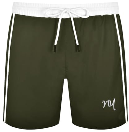 SKT Men's Swim Shorts with Mesh Lining, Side Pockets, Embroidery Logo, Holiday Beach Board Shorts (UK, Alpha, M, Regular, Regular, Green)