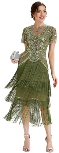 Ever-Pretty Robe à Paillettes et Franges Vintage Années 1920 Femme Robe de Cocktail EG02692