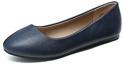 DREAM PAIRS Women's Sole-Simple Ballet Flat,Ladies' Ballerina Walking Flats Shoes for Comfort and Fashion Style,Size 6.5,Navy/Pu,Sole-Simple