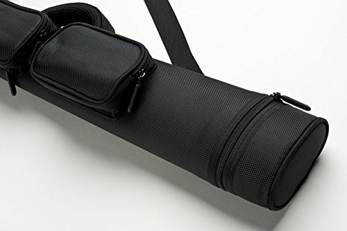 CUEL Billard-Köcher Sport schwarz 2/2 für Pool-Billard-Queues, mit Schultergurt, Tragegriff und Zwei Seitentaschen für Billardzubehör