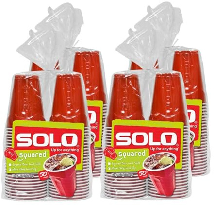 SOLO Cup Company Red Squared Plastic Party, 18 Ounce, 200 Count, 50 Count (Pack of 4)