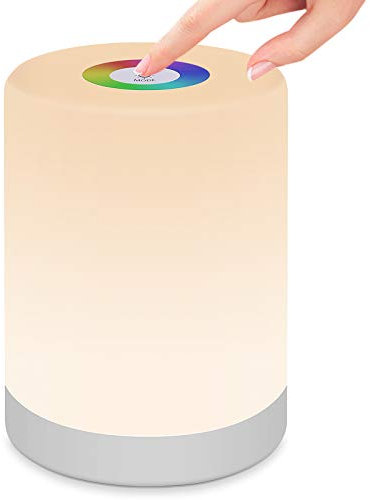 StillCool Lámpara de Noche Inteligente, Luz Nocturna LED Sensor Táctil con RGB Luz, Mango y Modo SOS para Dormitorio Oficina Sala de Estar y Acampada