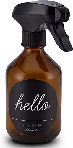 Lifestyle Lover Pack de 2 botellas pulverizadoras de 300 ml – 2 botellas de cristal marrón con accesorio de pulverización y tapón de rosca (hello 300 ml)