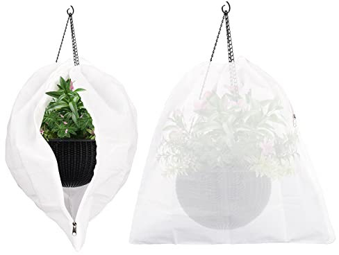Abimars 80gsm Thicker Garden Fleece Bags with Drawstring & Zipper, 60x60cm Frost Protection for Plants, Breathable Horticultural Fleece, 2 Pack Light Porous Fabric for Plant Breathing
