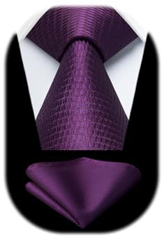 HISDERN Corbatas Púrpura Hombre Modernas Corbata y Pañuelo de Boda Conjunto Corbatas de Business