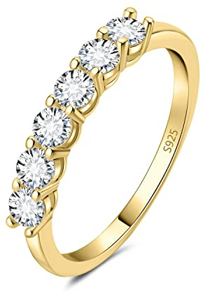 JewelryPalace Modesmycken Klassisk Stapelring Med Zirkonia Evighetsring För Damer Smal, Vigselringar För Damer Silver 925 Vigselringar Bröllopsbandring, Smycken För Kvinnor Med Sten
