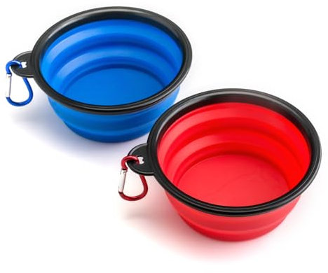 PRECORN Juego de 2 cuencos plegables para perros – Juego de 2 cuencos plegables de silicona para perros – Cuencos plegables para perros pequeños para viajes y exteriores