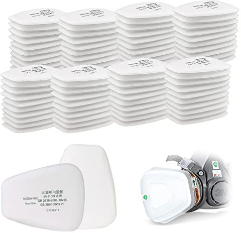 80 Pcs Kit Filtro in Cotone Maschera Polveri Sottili, 5N11 Filtro Cotone per 3M Antipolvere e Protezione Verniciatura, per 6000/6200/7502/6800/7501/FF402 Maschera Protettiva (10,5 x 8,5 x 0,5 cm, 80)