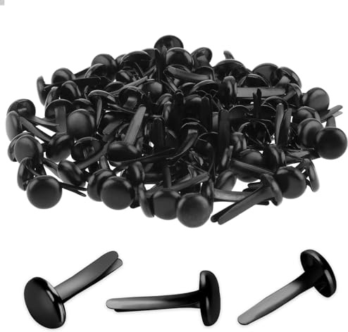 100PCS Brads Paper Fasteners Brass Brads Round Fasteners Mini Metal Brads for Kids Craft Art Crafting School Project Brass Fasteners Decorative Paper Decoration Scrapbooking DIY Supplies(Black)