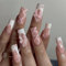 Goiern 24 Stück Nägel zum Aufdrücken, mittellang, Strass, rosa, künstliche Nägel, quadratisch, glitzernd, glänzend, 3D-Blume, falsche Nagelspitzen