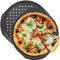 CoCoCherry 2 Pack 12 Inch Pizza Trays for Oven Non Stick, Perforated Round Pizza Trays with Handle, Carbon Steel Pizza Pans, Freezer and Fridge Safe