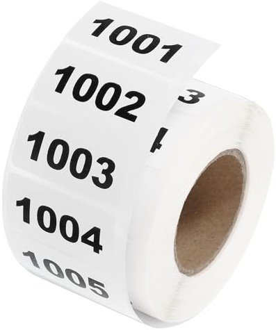 sourcing map 1 Roll Inventory Number Sticker, 1001-2000 Consecutive Numbered Labels Self Adhesive Waterproof Labels Tag for Storage Classification Supplies (1.6x0.8 Inch)