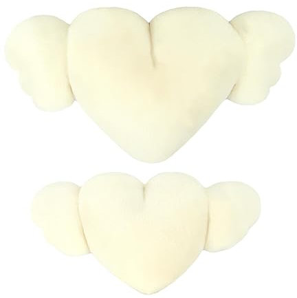 itrimaka Cuscino per auto per sedile di guida Cuore,Cuscino con ali d'angelo a cuore,2 cuscini per poggiatesta per auto a forma di cuore con ali - Adorabile cuscino in peluche per viaggiare in auto,