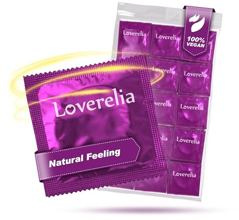 Preservativi Loverelia Natural Feeling-fare l'amore realistico e intenso-vestibilità perfetta e facile da srotolare-lattice di gomma naturale-vegan-real feeling-confezione da 200 (4x50 pezzi)