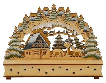 HTI living LED Schwibbogen Futterkrippe Lichterbogen Weihnachtsdeko batteriebetrieben