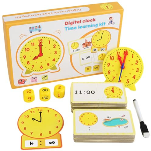 Fullware Lernuhr Kinder Lernuhr Kinder Pädagogisches Spielzeug 1. 2. Klasse DREI Spielweisen 24 Fragekarten Lernspiele Kinder ab 6 7 8 9 Jahre Grundschule Knobelspiele Geschenke zur Einschulung